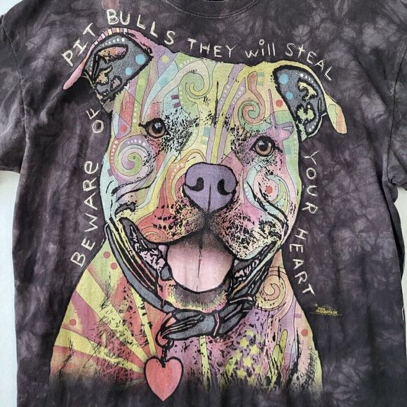 The Mountain Pitbulls Steal Your Heart T-Shirt Women's 2XL Black Tie Dye USA Dog - Picture 2 of 8